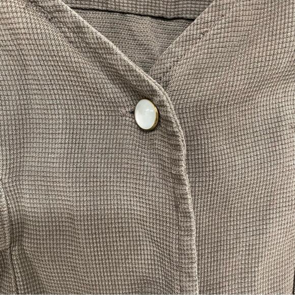 Cypress Grove Brown Silk Pearl Snap Lagenlook Blouse Womens S Long Sleeve Artsy - Picture 8 of 8